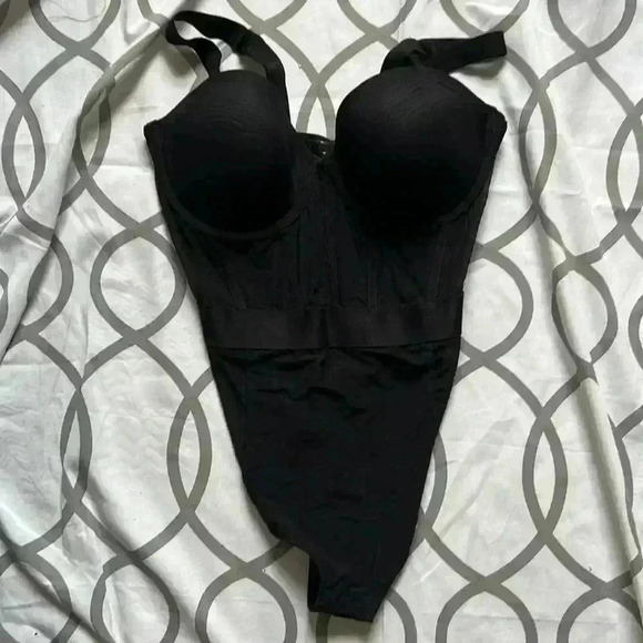 DKNY Sheer Strapless Cupped Bodysuit Black sheer waist Size 36C NWOT $80 - Picture 11 of 13